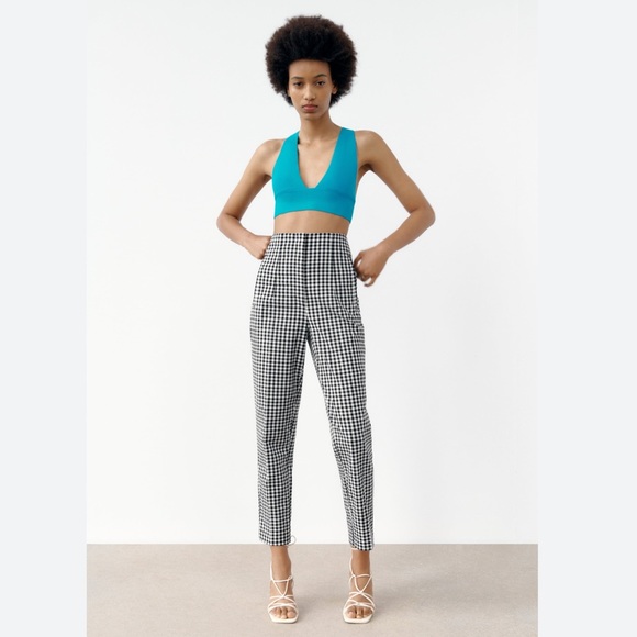 ZARA black/white checkered retro style pants size extra small - Picture 2 of 13